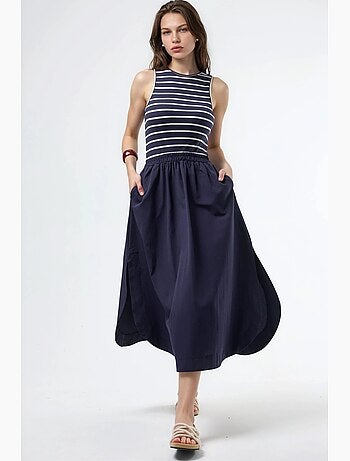 Robe midi sans manches à rayures busem