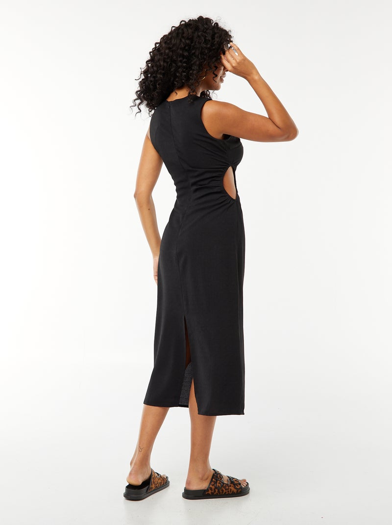 Robe midi sans manches ajoure sur le ct - noir - Femme - 20.30 - Kiabi