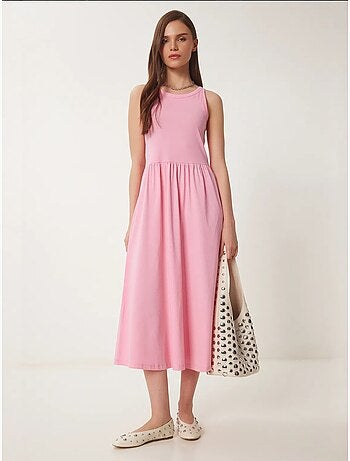 Robe midi sans manches avec détail élastique istanbul