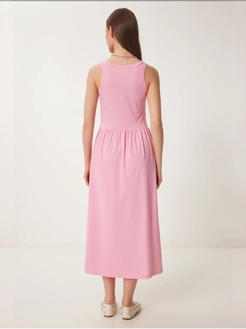 Robe midi sans manches avec détail élastique istanbul Rose clair - Kiabi