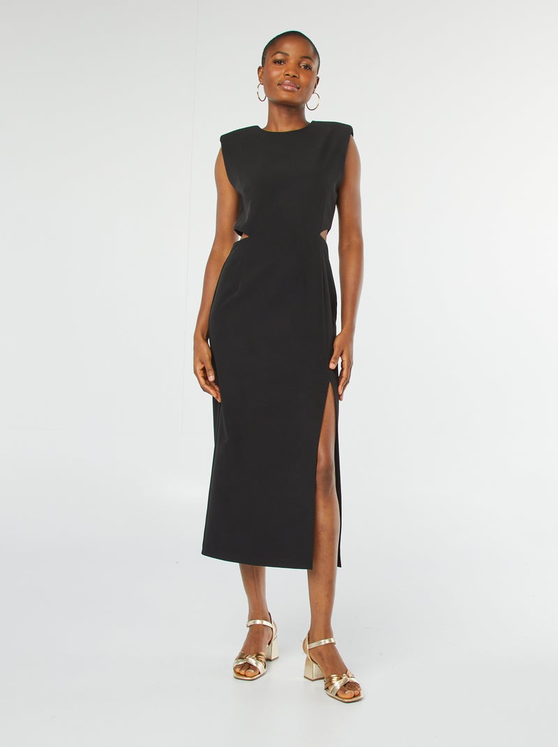 Robe midi sans manches avec ouvertures à la taille Noir - Kiabi
