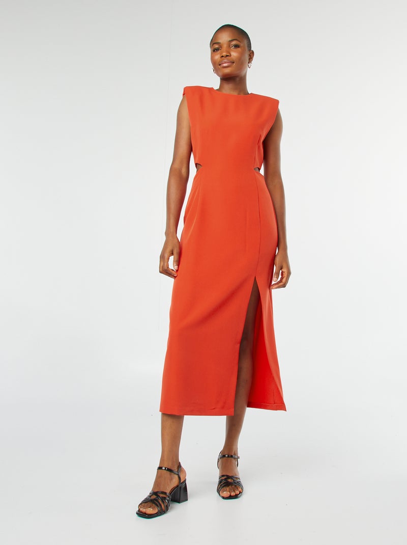 Robe midi sans manches avec ouvertures  la taille - Rouge - Femme - 17 ...
