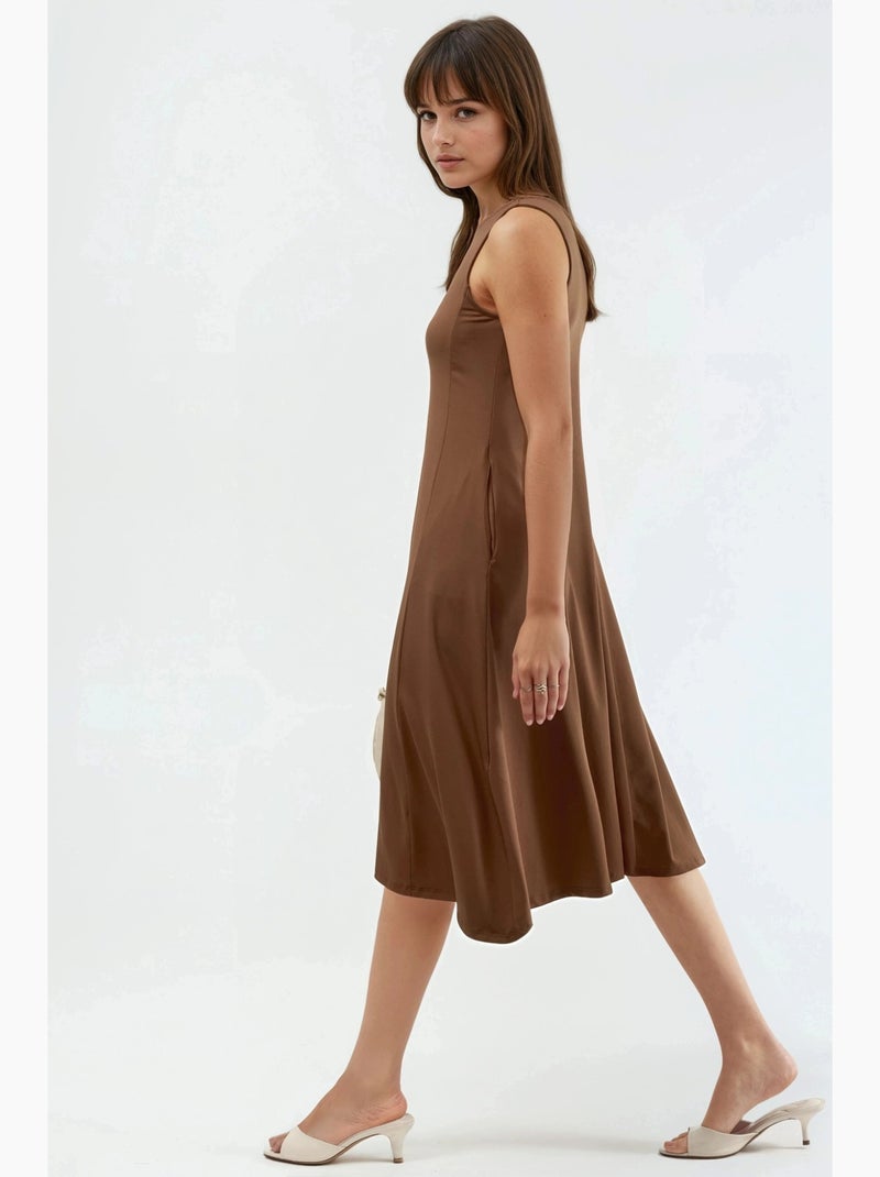 Robe midi sans manches avec poches busem Marron clair - Kiabi