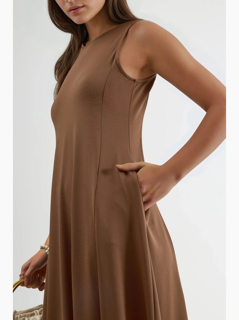 Robe midi sans manches avec poches busem Marron clair - Kiabi