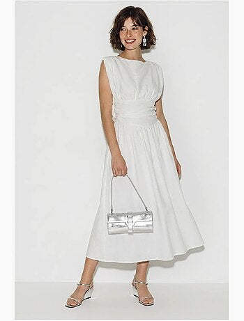 Robe midi sans manches coupe trapèze femme lucci