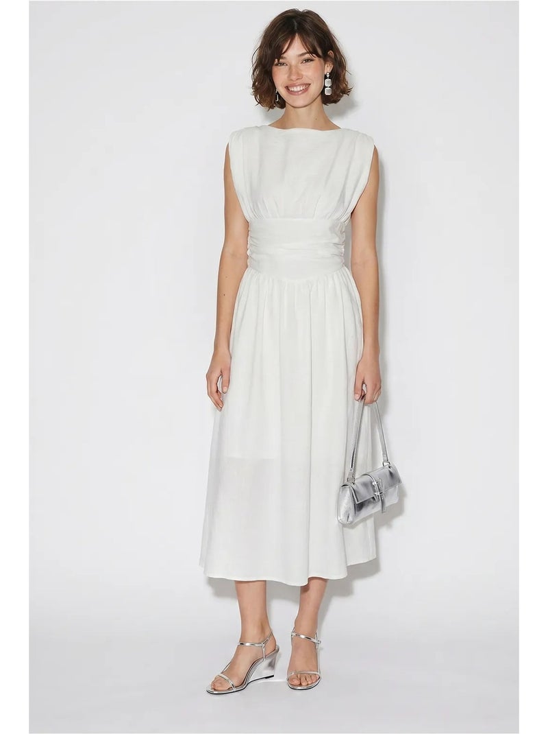 Robe midi sans manches coupe trapèze femme lucci Blanc - Kiabi