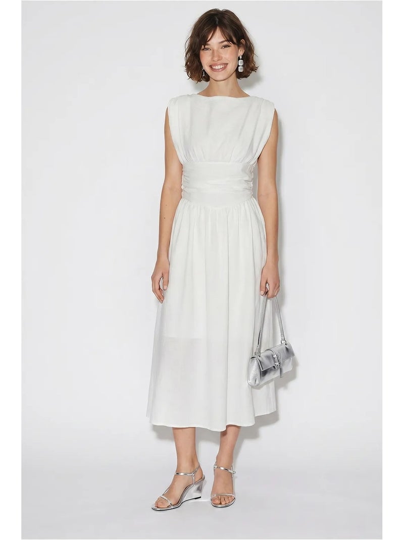 Robe midi sans manches coupe trapèze femme lucci Blanc - Kiabi