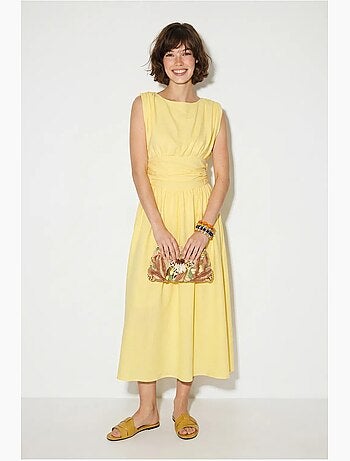 Robe midi sans manches coupe trapèze femme lucci