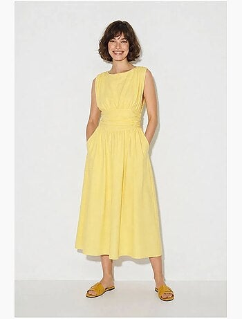 Robe midi sans manches coupe trapèze femme lucci
