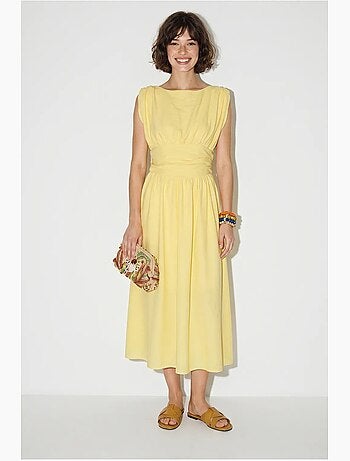 Robe midi sans manches coupe trapèze femme lucci