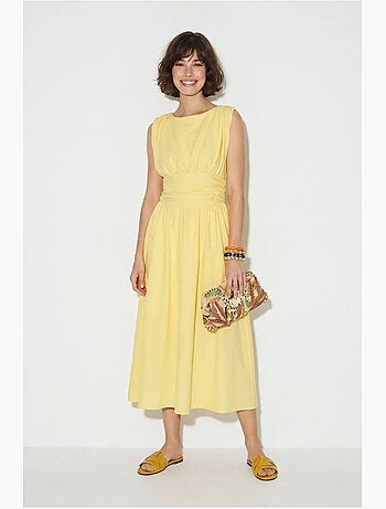 Robe midi sans manches coupe trapèze femme lucci