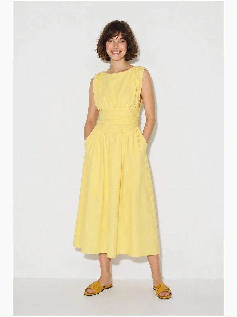 Robe midi sans manches coupe trapèze femme lucci Jaune citron - Kiabi
