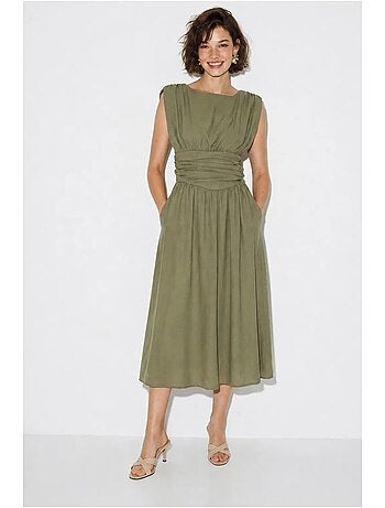 Robe midi sans manches coupe trapèze femme lucci