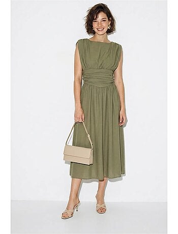Robe midi sans manches coupe trapèze femme lucci