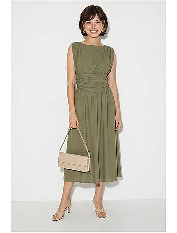Robe midi sans manches coupe trapèze femme lucci