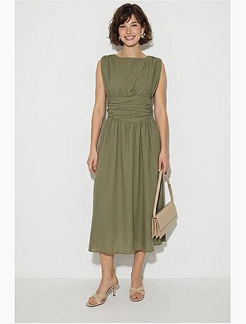 Robe midi sans manches coupe trapèze femme lucci