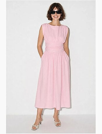 Robe midi sans manches coupe trapèze femme lucci