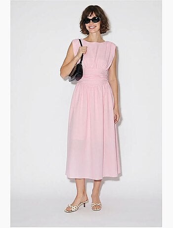 Robe midi sans manches coupe trapèze femme lucci