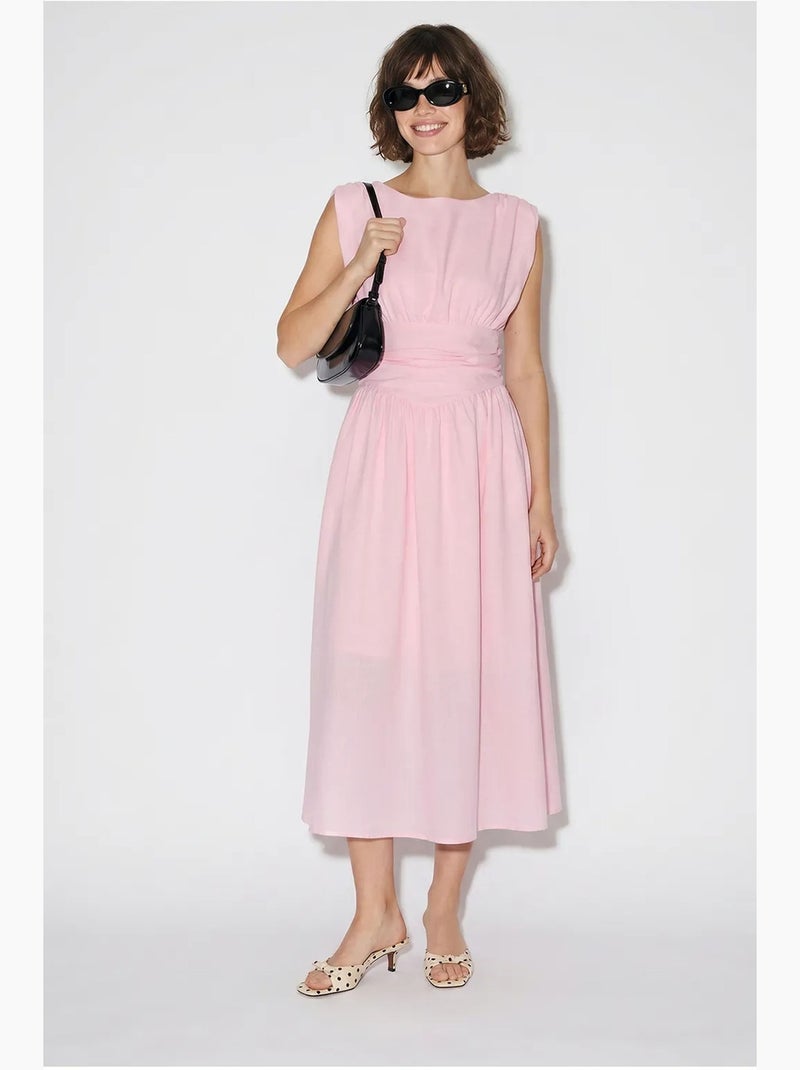 Robe midi sans manches coupe trapèze femme lucci Rose dragée - Kiabi