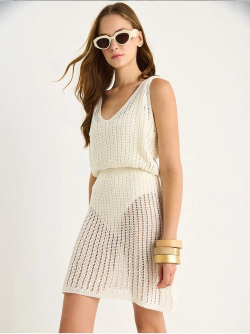 Robe midi sans manches en tricot texturé à col en v lucci - Kiabi