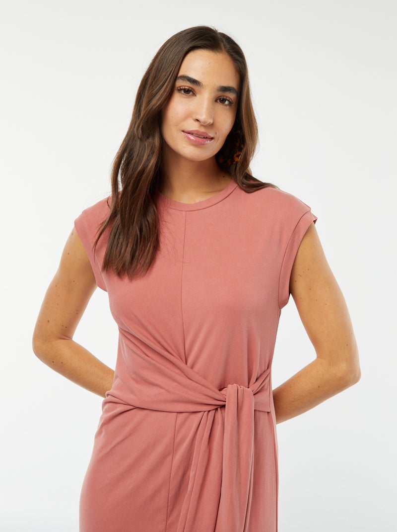 Robe midi sans manches nouée devant Rose - Kiabi