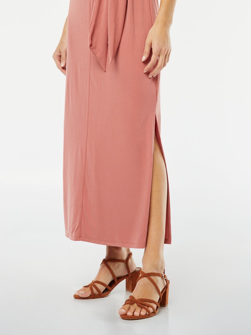 Robe midi sans manches nouée devant Rose - Kiabi