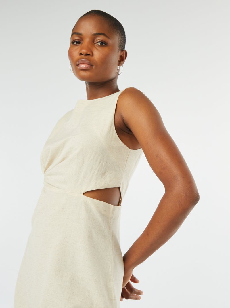 Robe midi sans manches ouverte sur le côté Ecru - Kiabi