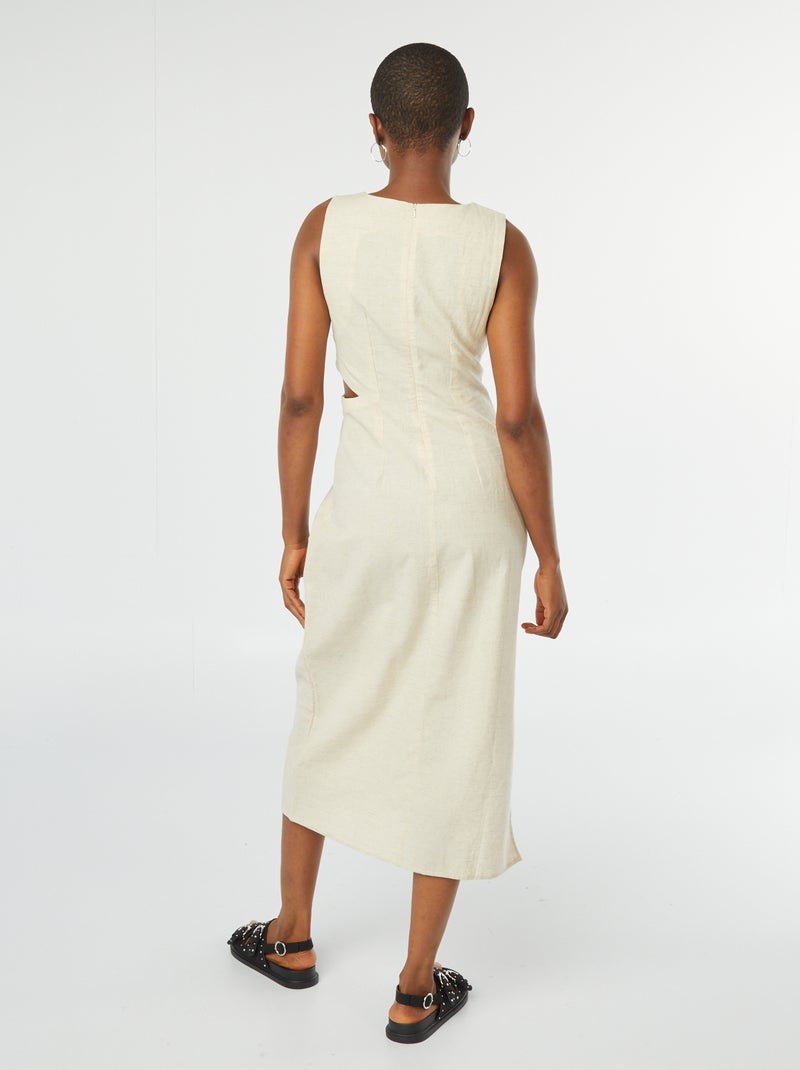Robe midi sans manches ouverte sur le côté Ecru - Kiabi