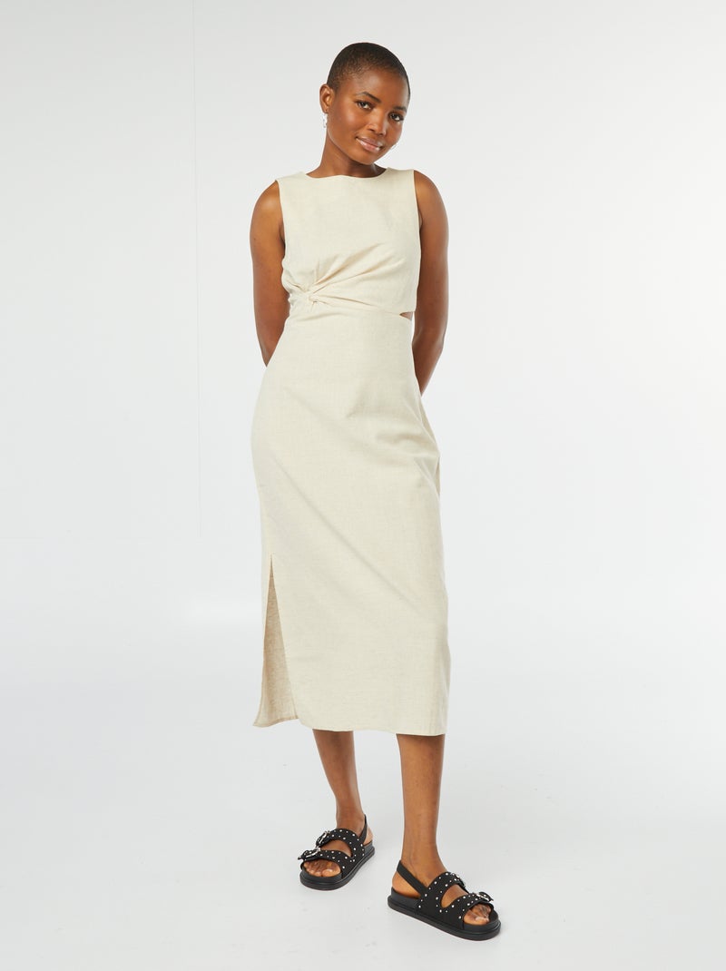 Robe midi sans manches ouverte sur le côté Ecru - Kiabi