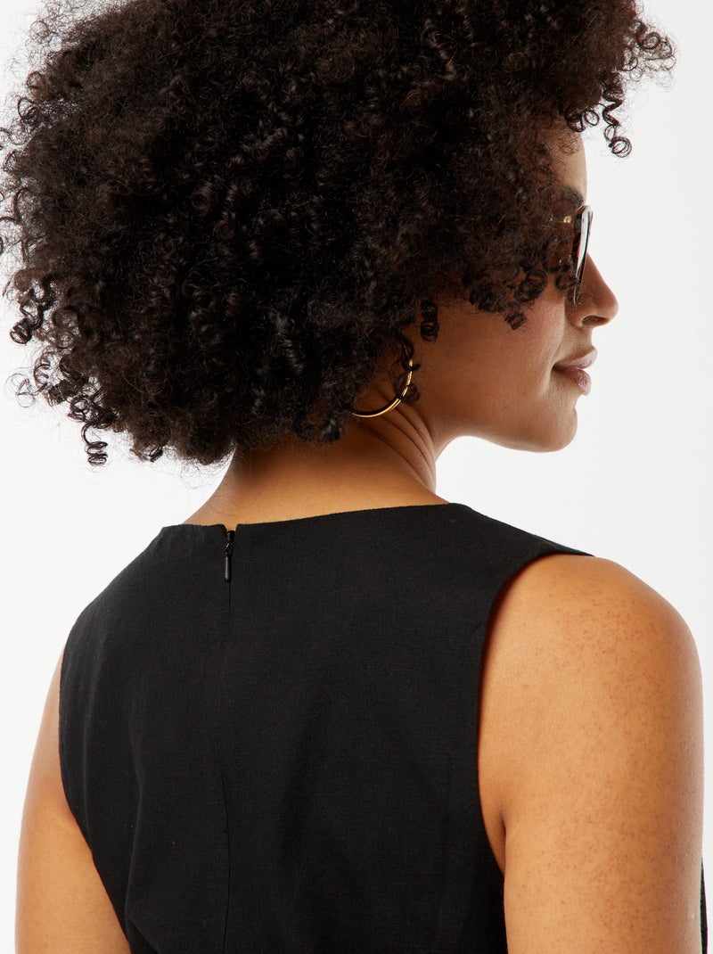 Robe midi noire sans manches à franges bas