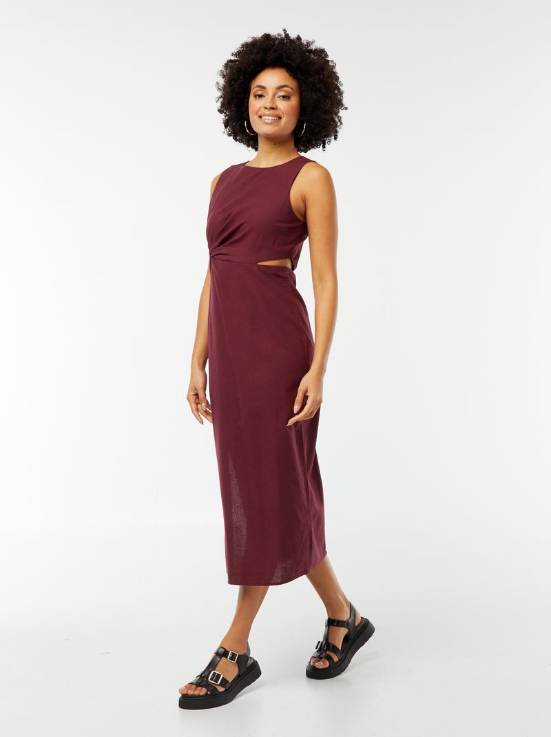 Robe midi sans manches ouverte sur le côté Rouge - Kiabi