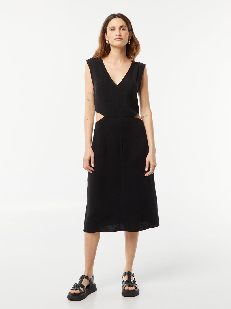Robe midi sans manches + ouverture sur les cts - noir - Femme - 17.50 ...
