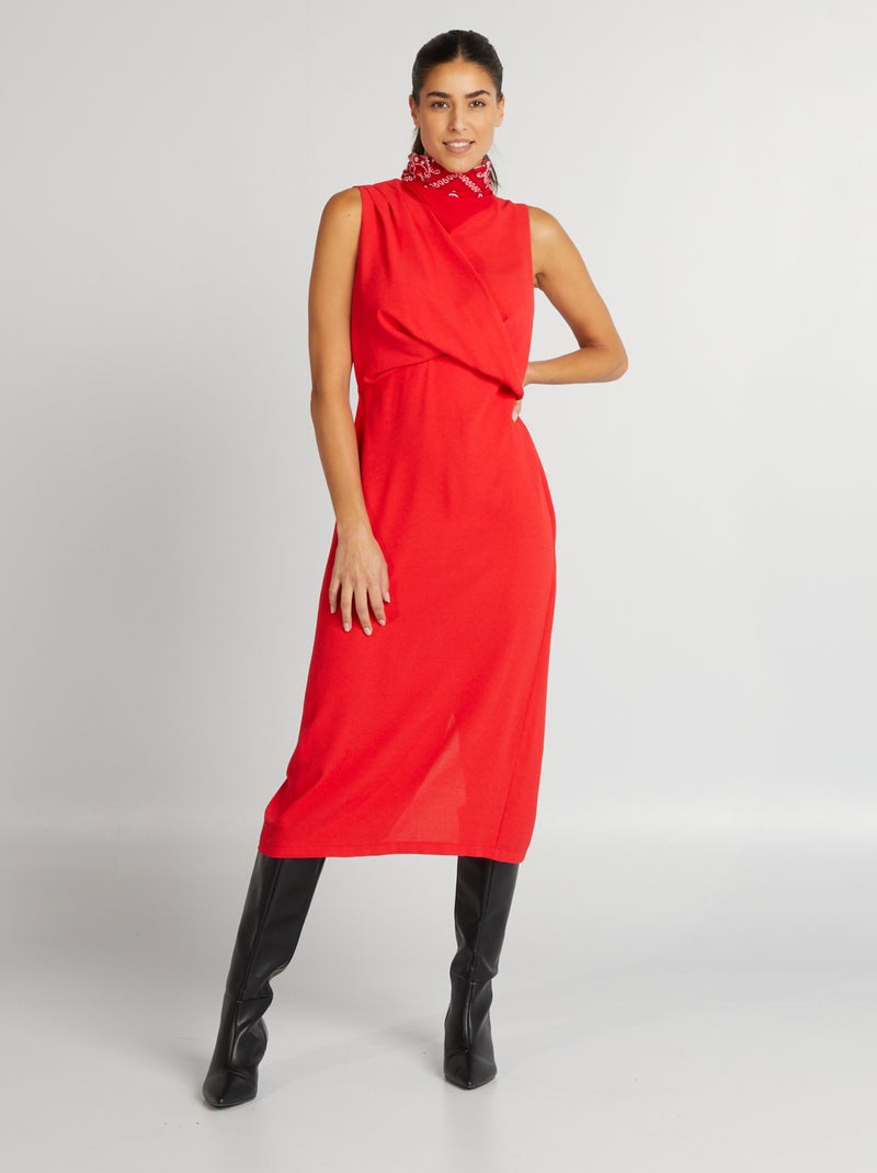 Robe midi sans manches Rouge - Kiabi