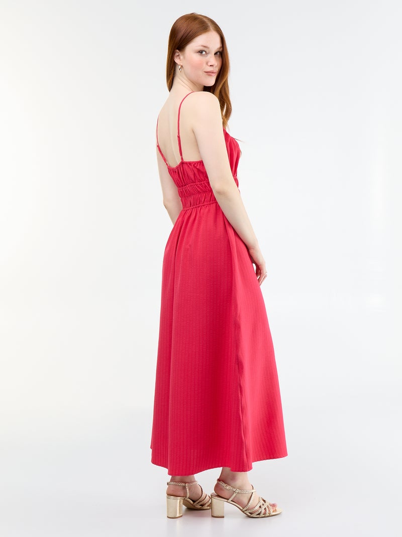 Robe midi smockée Rose - Kiabi