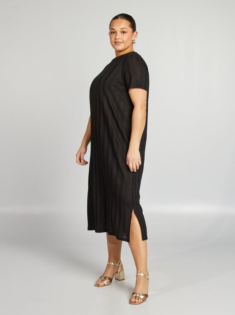 Robe midi stretch noir - Kiabi