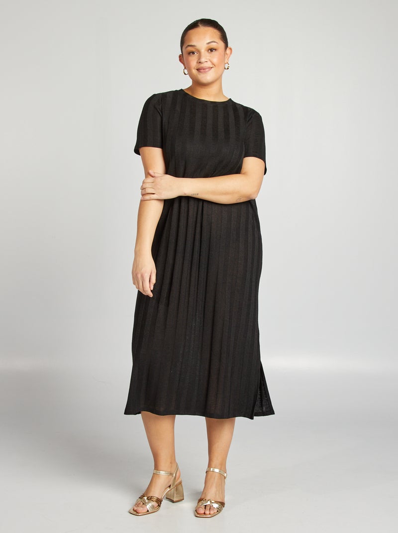 Robe midi stretch noir - Kiabi