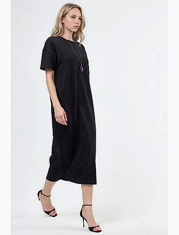 Robe midi t-shirt à col rond busem
