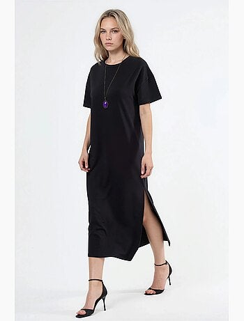 Robe midi t-shirt à col rond busem