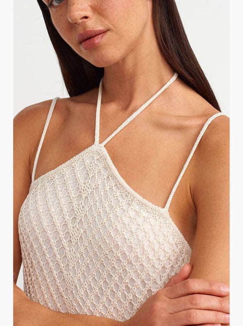 Robe midi texturée à col halter et découpe dilvin - Kiabi Robe midi texturée à col halter et découpe dilvin - Kiabi