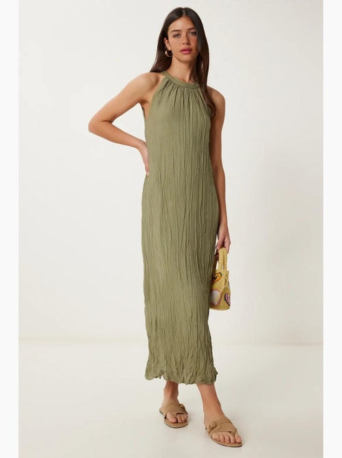 Robe midi texturée à col licou istanbul - Kiabi Robe midi texturée à col licou istanbul - Kiabi