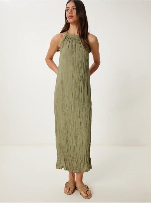 Robe midi texturée à col licou istanbul - Kiabi Robe midi texturée à col licou istanbul - Kiabi