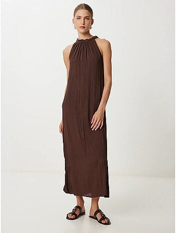 Robe midi texturée à col licou istanbul