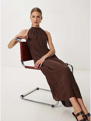 Robe midi texturée à col licou istanbul