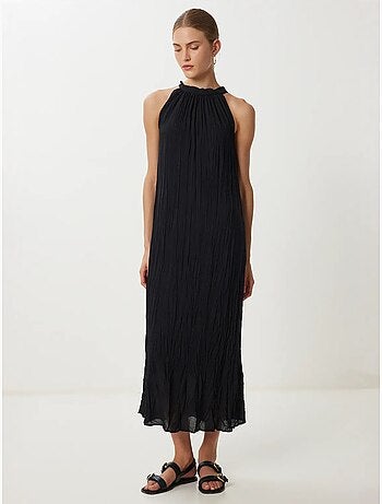 Robe midi texturée à col licou istanbul