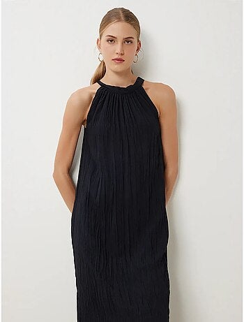 Robe midi texturée à col licou istanbul