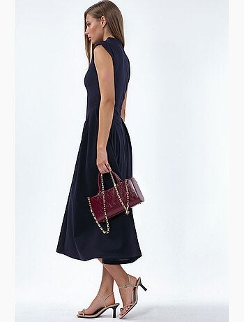 Robe midi texturée à empiècements busem