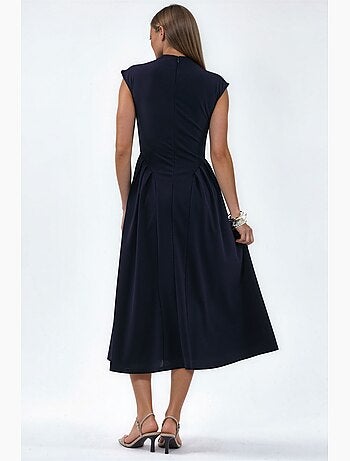 Robe midi texturée à empiècements busem