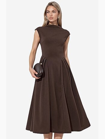 Robe midi texturée à empiècements busem