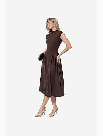 Robe midi texturée à empiècements busem