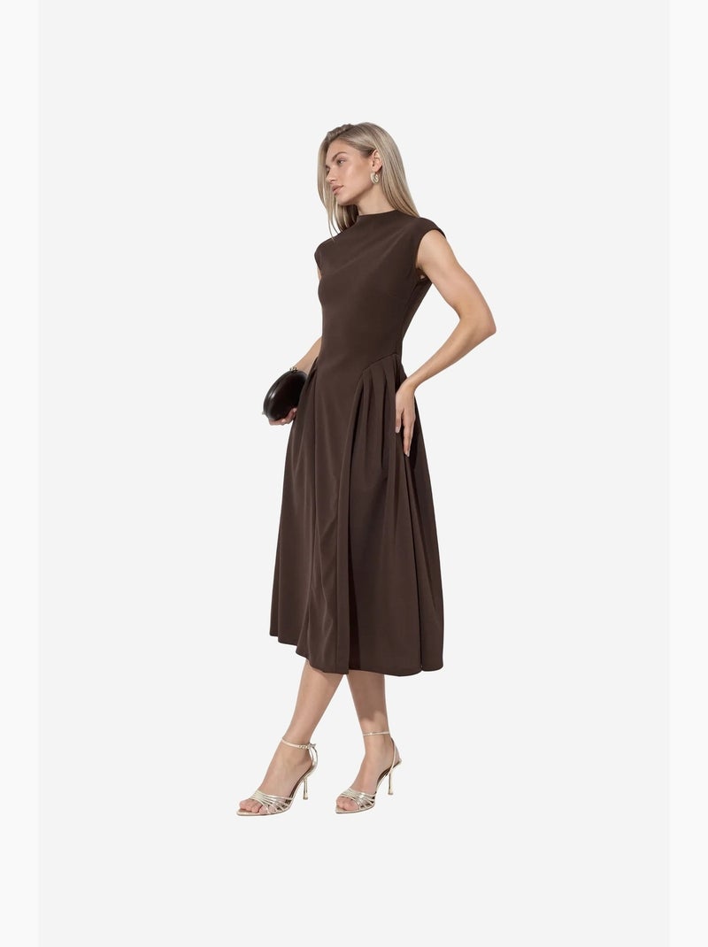 Robe midi texturée à empiècements busem Marron - Kiabi